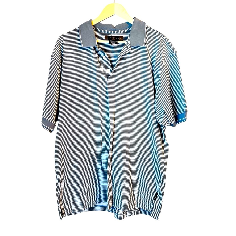 Vintage Nike Dri-Fit Golf Polo Light Blue Stripe Collard Short Sleeve Size Large